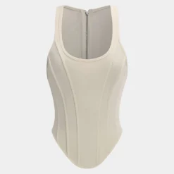 Zipper Tie-Up Corset Waist Tank Top