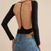 Backless Cut Out Long Sleeve Bodysuit
