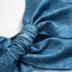 Denim Print Asymmetrical Twist Knot Strapless Tube Top -Women's Clothing Store ce470f37 9fba 4539 bb8d 5fb36c868028