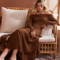 Solid Asymmetrical Off Shoulder Maxi Dress -Women's Clothing Store ceae1b5a 28c6 42b4 8a30 4f31eb4e6693