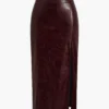 Faux Leather Side Slit Skirt