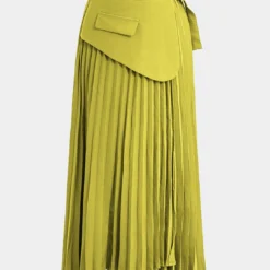 Solid Asymmetrical Pleated Skirt -Women's Clothing Store cf411edb 07bc 4ce4 95a2 ac88a89815ad