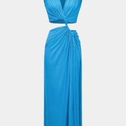 Cut Out Twist Knot Sleeveless Slit Midi Dress -Women's Clothing Store cfef7f19 0aa1 462e 85c7 0b0e42840b5e