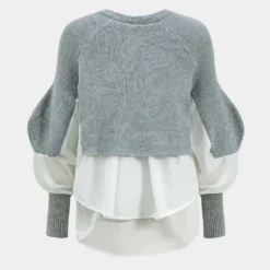 Knit Patchwork Sweater Long-Sleeve Top -Women's Clothing Store d07144bb 1c1b 4bab a5e3 f4bb0b51694c