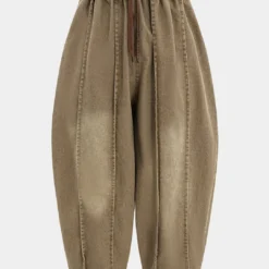 Denim Faded Wide Leg Barrel Jeans