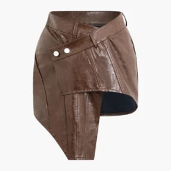 Asymmetrical Faux Leather Mini Skirt