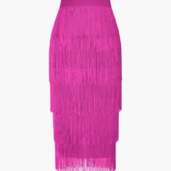 Fringed Tiered Midi Skirt