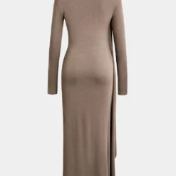 Mock Neck Wrap Ruched Long Sleeve Slit Maxi Dress -Women's Clothing Store d2db34a1 d663 4a64 b25b d7fad799bc7a