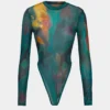 Tie Dye Print Long Sleeve Bodysuit