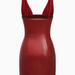 Solid Faux Leather Backless Mini Dress -Women's Clothing Store d34cf44f a09a 4f5b ac98 fe9862733eb0