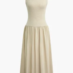 Sleeveless Tank Pleated Maxi Dress