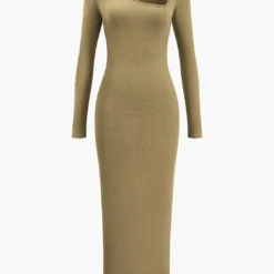 Asymmetrical Neck Slit Maxi Dress -Women's Clothing Store d5c8d187 ae25 4f0f a1c5 58930a1e4e9c