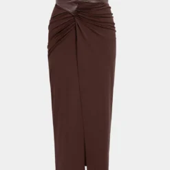 Faux Leather Patchwork Ruched Skirt -Women's Clothing Store d63226b7 20ef 4a83 b0c9 eac1ac549cbe