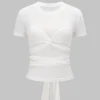 Twist Knot Strappy Short Sleeve T-Shirt