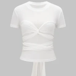 Twist Knot Strappy Short Sleeve T-Shirt