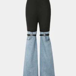 Denim Hybrid Flare Leg Pants