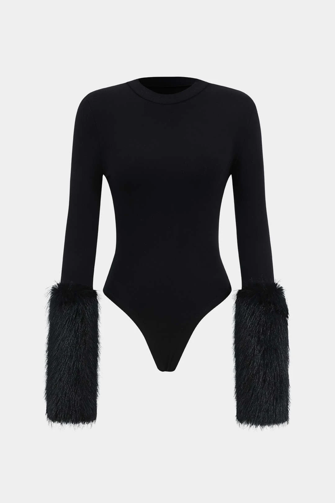 Patchwork Fur Long Sleeve Bodysuit 1 Patchwork Fur Long Sleeve Bodysuit