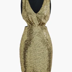 Sequin V-neck Sleeveless Cut Out Mini Dress -Women's Clothing Store d9da1503 cca2 472b bc1c 6e3a7b7f6316
