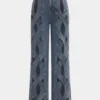 Denim Cut Out Straight Leg Jeans