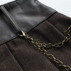 Faux Leather Fur Patchwork Belted Chain Pleated Skirt -Women's Clothing Store db16f505 ef92 44d1 9b87 a2339513a6e0