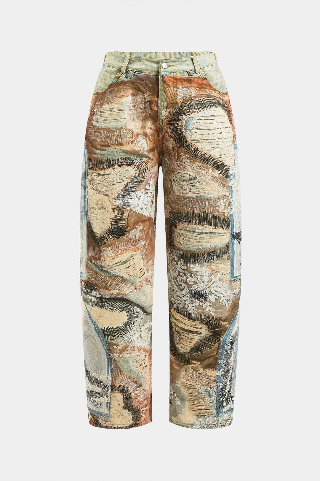 Abstract Print Button Pocket Trousers 2 Abstract Print Button Pocket Trousers - Image 2