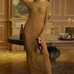 Mesh Sheer Rhinestone Maxi Dress -Women's Clothing Store dca26e7e 5566 4628 889f 01e14d286601