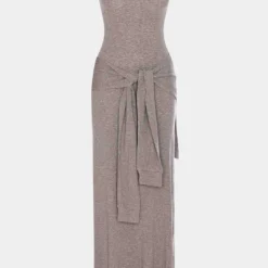 Knotted Tie Front Tank Sleeveless Maxi Dress