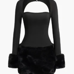 Solid Patchwork Mini Dress