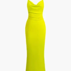 Braided Halter Cowl Neck Backless Maxi Dress