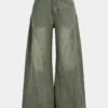Denim Washed Wide Leg Jeans