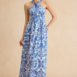 Baroque Print Cross Cut Out Maxi Dress -Women's Clothing Store e0055e8a 7aaf 4d38 ba14 70644166e9aa