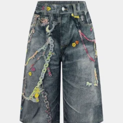 Chain Print Wide Leg Shorts