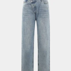 Asymmetric Waist Straight Leg Jeans