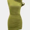 Asymmetrical Twist Knot Ruched Sleeveless Mini Dress