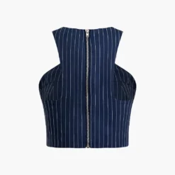 Stripe Print Crossed Zipper Tank Top -Women's Clothing Store e3feb07e 8f26 46d9 94fd 08836a8f10bd