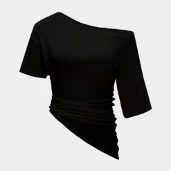 Asymmetrical Short Sleeve Ruched T-Shirt -Women's Clothing Store e42f33f3 d660 4195 a8ba 165916e1c3fd