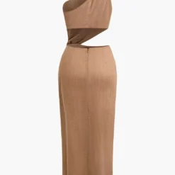 Asymmetric Cut Out Ruched Twist Slit Maxi Dress -Women's Clothing Store e6d22d0e 404c 4c97 bf28 17a4202d8c59