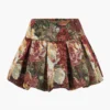 Floral Print High Waist Pleated Skirt