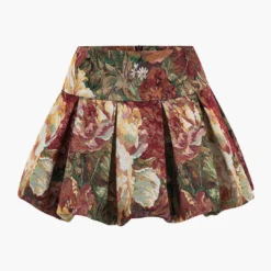Floral Print High Waist Pleated Skirt