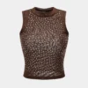 Mesh Rhinestone Sleeveless Tank Top