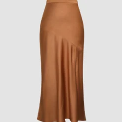 Slit Satin Midi Skirt