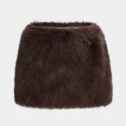 Faux Fur Button Mini Skirt