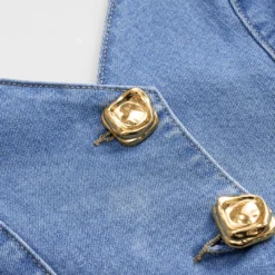 Denim Ruched Button Backless Crop Top -Women's Clothing Store e856c986 8826 4e76 8878 759e7a8c8f0c