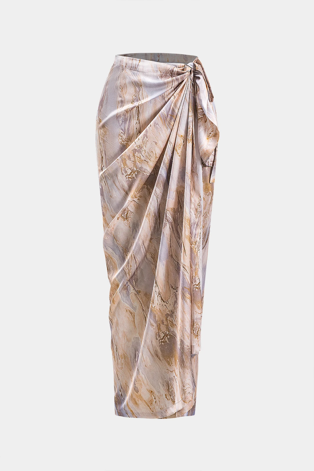 Abstract Print Pleated Satin Tie Front Skirt 1 Abstract Print Pleated Satin Tie Front Skirt