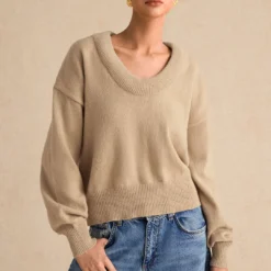 Sweater V-Neck Long-Sleeve Top -Women's Clothing Store ea707854 6355 4de7 9231 24c80027765d