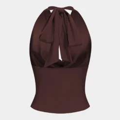 Satin Halter Neck Tie-Up Backless Cowl Neck Tank Top -Women's Clothing Store ec92fbcf 2d39 4c8d a864 66ed1e37b168
