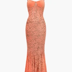 Lace Bustier Slip Mermaid Maxi Dress