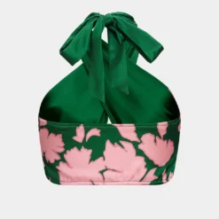 Satin Floral Pattern Crossed Halter Neck Ruched Cami Top -Women's Clothing Store ed61a126 fd35 4dd3 8a3a c3ff8b1cd0c2