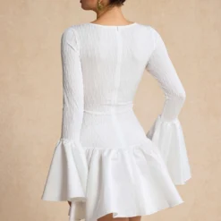 Textured Ruffle Long Sleeve Mini Dress -Women's Clothing Store ede2873e 9aab 494b 81e7 688919ccb5ad