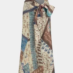 Abstract Print Tie-Up Skirt